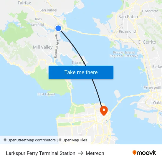 Larkspur Ferry Terminal Station to Metreon map