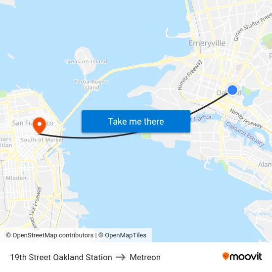 19th Street Oakland Station to Metreon map