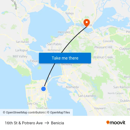 16th St & Potrero Ave to Benicia map