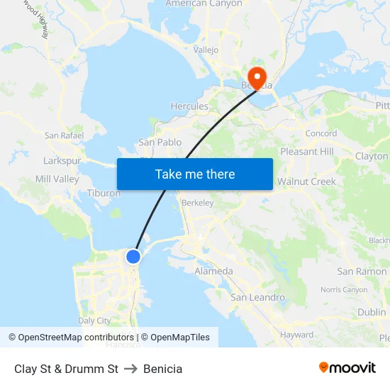 Clay St & Drumm St to Benicia map