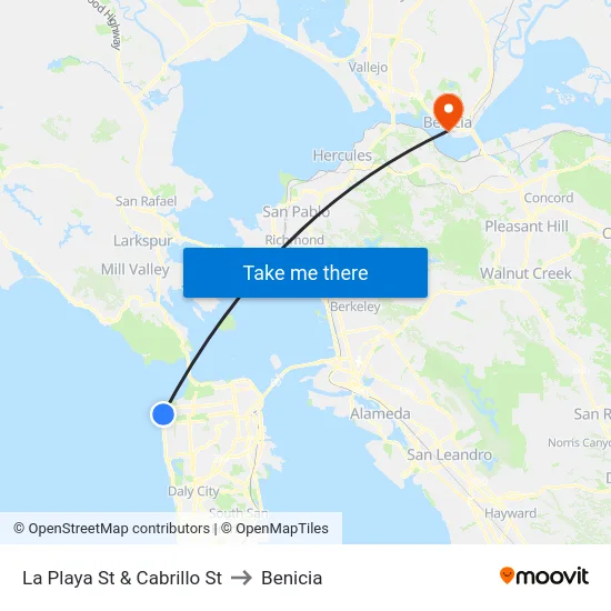 La Playa St & Cabrillo St to Benicia map