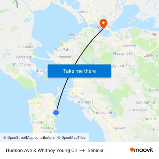 Hudson Ave & Whitney Young Cir to Benicia map