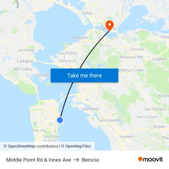 Middle Point Rd & Innes Ave to Benicia map