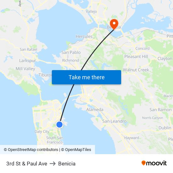 3rd St & Paul Ave to Benicia map