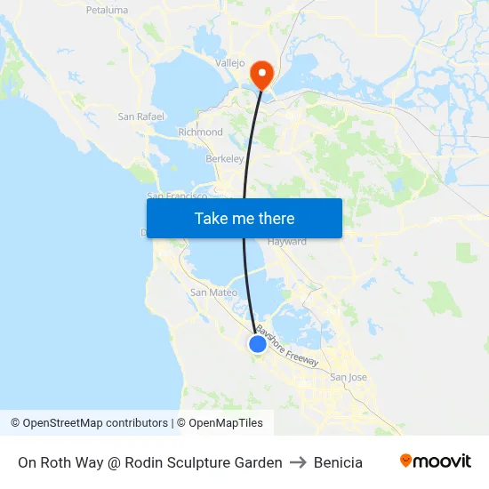 On Roth Way @ Rodin Sculpture Garden to Benicia map