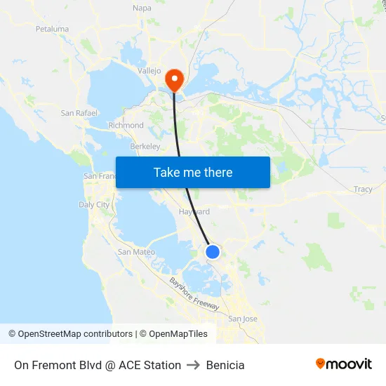 On Fremont Blvd @ ACE Station to Benicia map