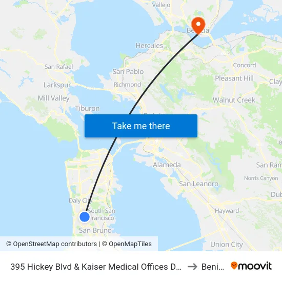 395 Hickey Blvd & Kaiser Medical Offices Driveway to Benicia map