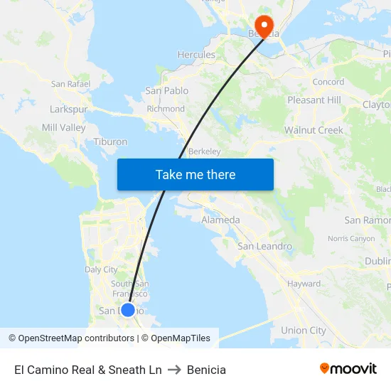 El Camino Real & Sneath Ln to Benicia map