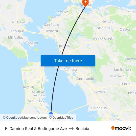 El Camino Real & Burlingame Ave to Benicia map