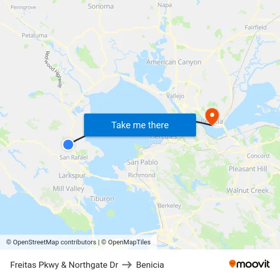Freitas Pkwy & Northgate Dr to Benicia map