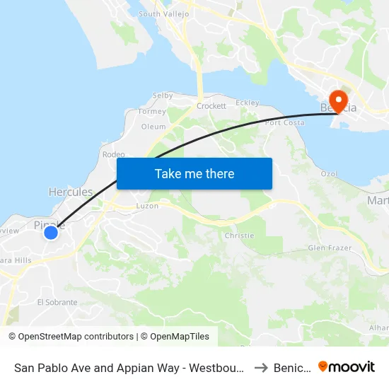 San Pablo Ave and Appian Way - Westbound to Benicia map