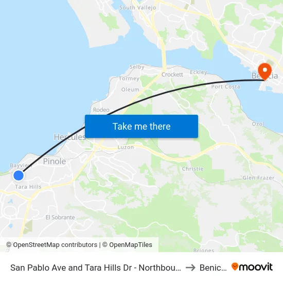 San Pablo Ave and Tara Hills Dr - Northbound to Benicia map