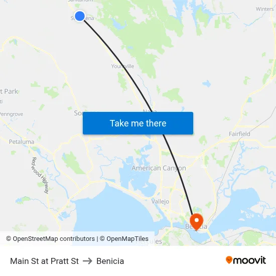 Main St at Pratt St to Benicia map