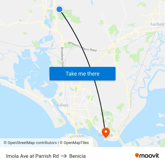 Imola Ave at Parrish Rd to Benicia map