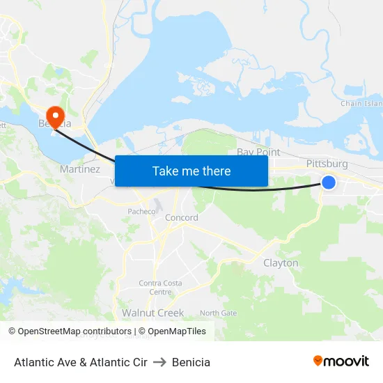 Atlantic Ave & Atlantic Cir to Benicia map