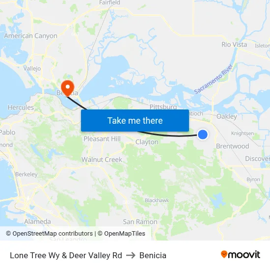 Lone Tree Wy & Deer Valley Rd to Benicia map