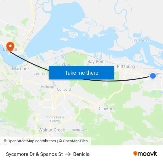Sycamore Dr & Spanos St to Benicia map