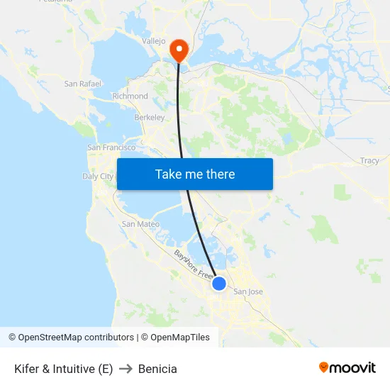 Kifer & Intuitive (E) to Benicia map