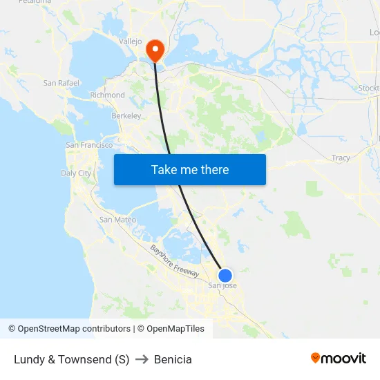 Lundy & Townsend (S) to Benicia map