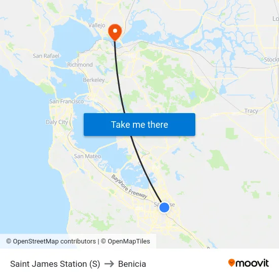 Saint James Station (S) to Benicia map