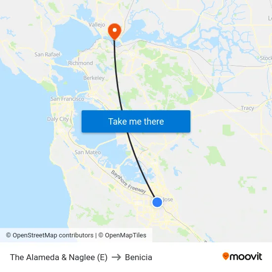 The Alameda & Naglee (E) to Benicia map