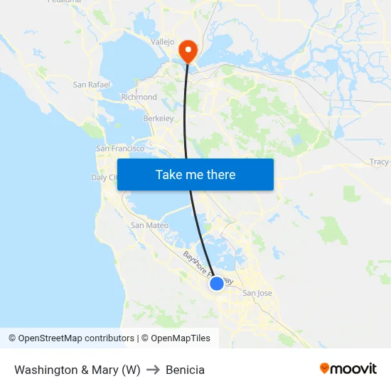 Washington & Mary (W) to Benicia map