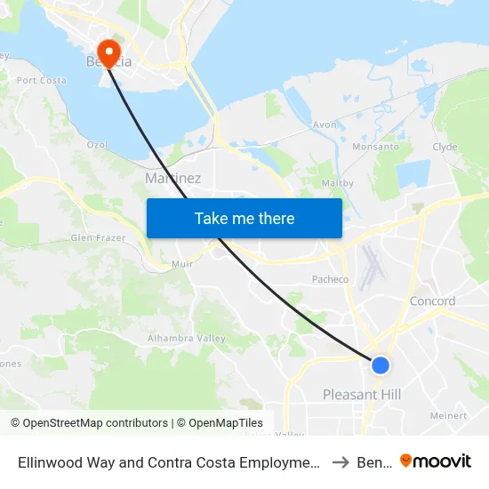 Ellinwood Way and Contra Costa Employment Human Services to Benicia map
