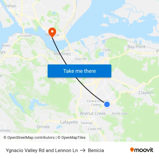 Ygnacio Valley Rd and Lennon Ln to Benicia map