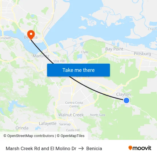 Marsh Creek Rd and El Molino Dr to Benicia map