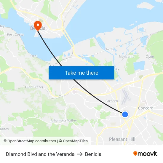 Diamond Blvd and the Veranda to Benicia map