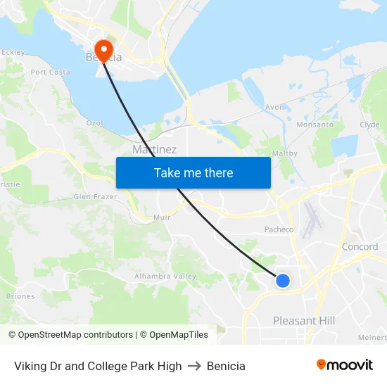 Viking Dr and College Park High to Benicia map