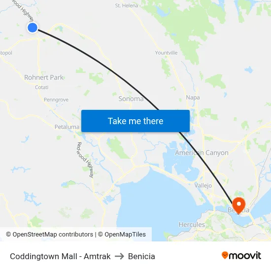 Coddingtown Mall - Amtrak to Benicia map