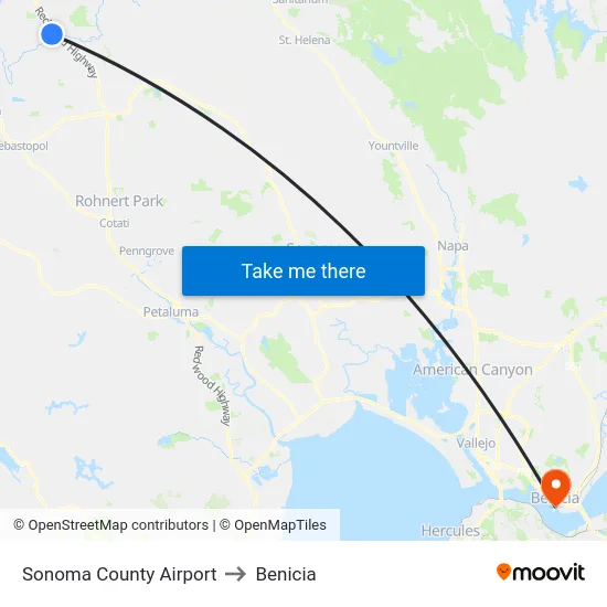 Sonoma County Airport to Benicia map