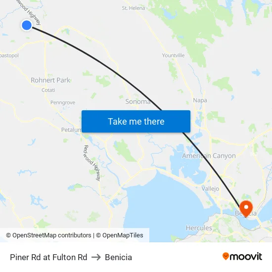 Piner Rd at Fulton Rd to Benicia map