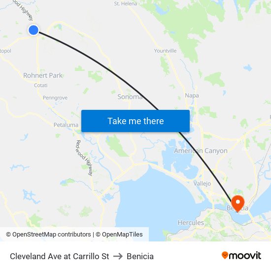 Cleveland Ave at Carrillo St to Benicia map