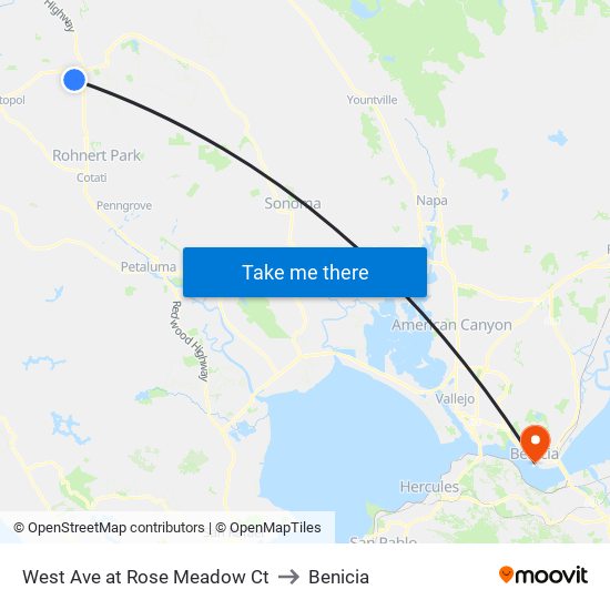 West Ave at Rose Meadow Ct to Benicia map