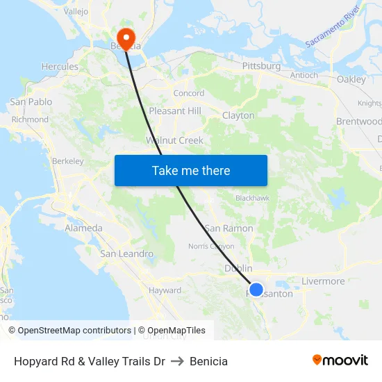 Hopyard Rd & Valley Trails Dr to Benicia map