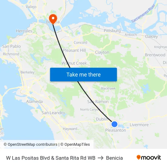 W Las Positas Blvd & Santa Rita Rd WB to Benicia map