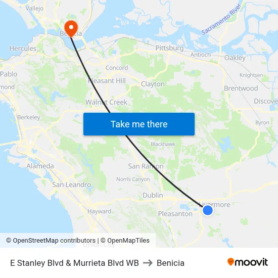 E Stanley Blvd & Murrieta Blvd WB to Benicia map