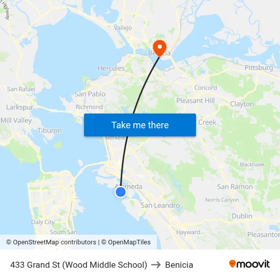 433 Grand St (Wood Middle School) to Benicia map