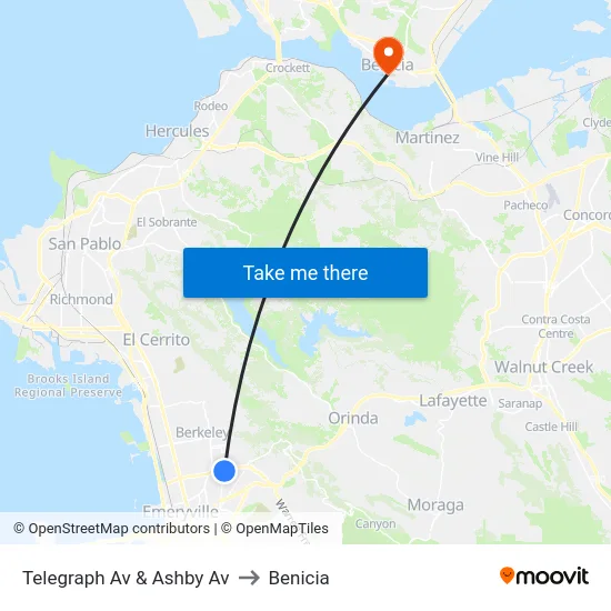Telegraph Av & Ashby Av to Benicia map