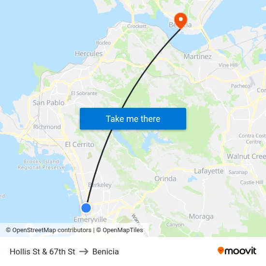 Hollis St & 67th St to Benicia map