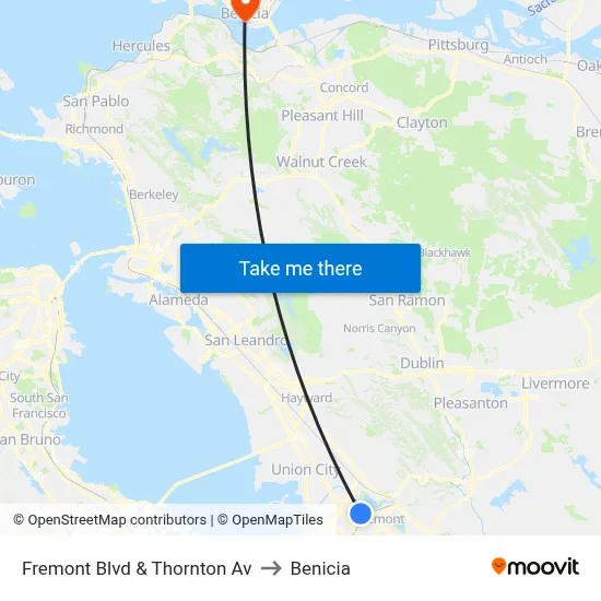 Fremont Blvd & Thornton Av to Benicia map