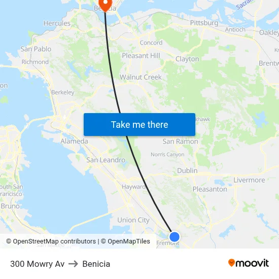 300 Mowry Av to Benicia map