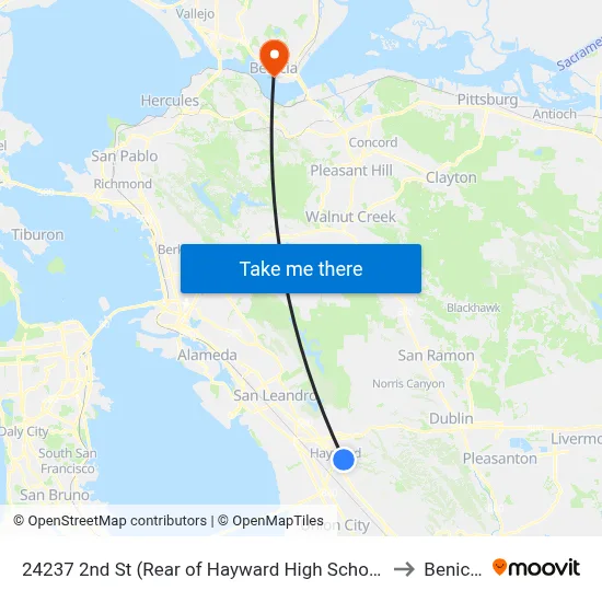24237 2nd St (Rear of Hayward High School) to Benicia map