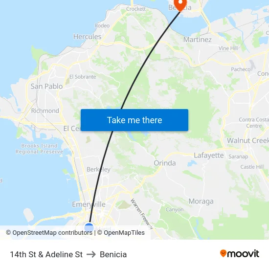 14th St & Adeline St to Benicia map