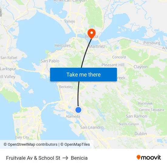 Fruitvale Av & School St to Benicia map