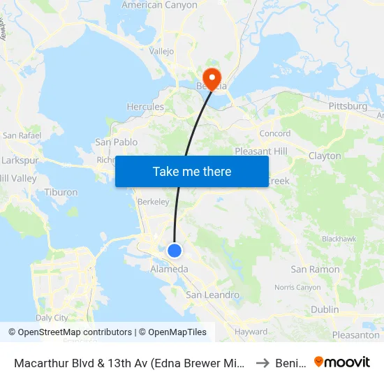 Macarthur Blvd & 13th Av (Edna Brewer Middle Sch.) to Benicia map