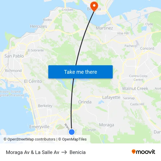 Moraga Av & La Salle Av to Benicia map