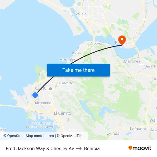 Fred Jackson Way & Chesley Av to Benicia map